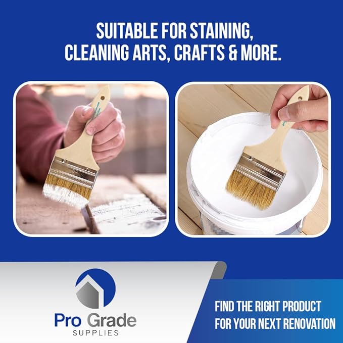 Pro Grade - Chip Paint Brushes - 24 Ea 4 Inch Chip Paint Brush Light Brown-Ruum Studio Home
