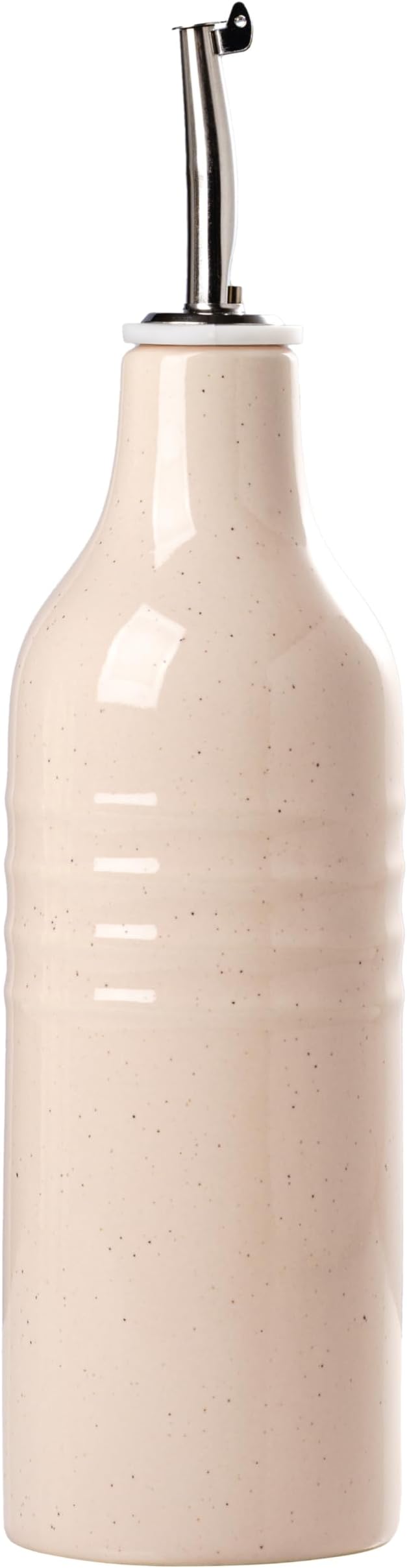 famiware Jupiter 16oz Ceramic Olive Oil Dispenser Bottle, 1 Piece Oil Dispenser for Kitchen with Stainless Steel Pourers, Suitable for Storage Vinegar, Soy Sauce, Coffee Syrup, Light Pink-Ruum Studio Home