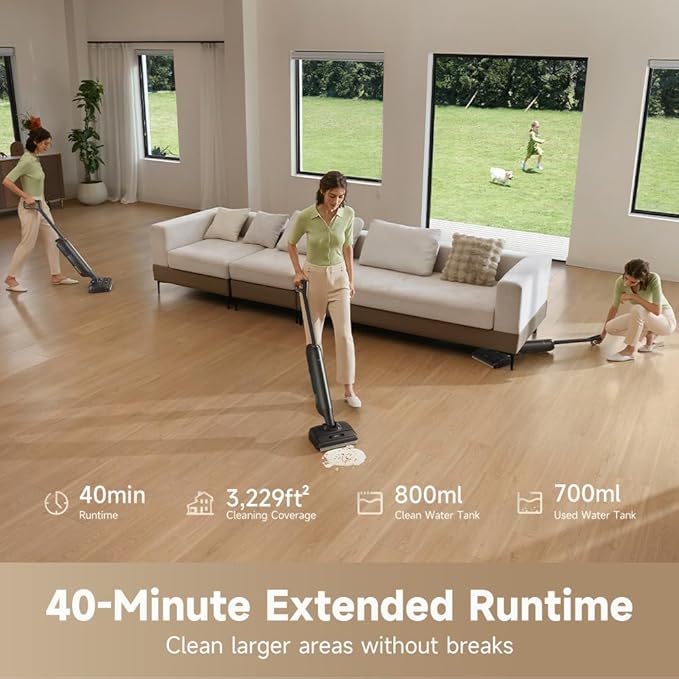 MOVA M10 Cordless Wet Dry Vacuum Cleaner 180° Lie-Flat Smart Vacuum Mop All in One for Hard Floor, 167°F Flashdry Self-Cleaning, Zero inch Dual-Edge Cleaning, 18000Pa Suction, Zero-Tangle for Pet Hair-Ruum Studio Home