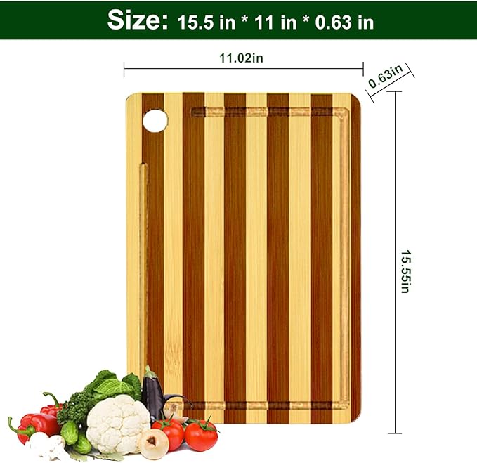 Titanium Cutting Board for Kitchen, Cutting Board Double Sided Food Grade, Pure Titanium and Natural Bamboo, with Deep Juice Grooves, Large Size 15.6”×11”-Ruum Studio Home
