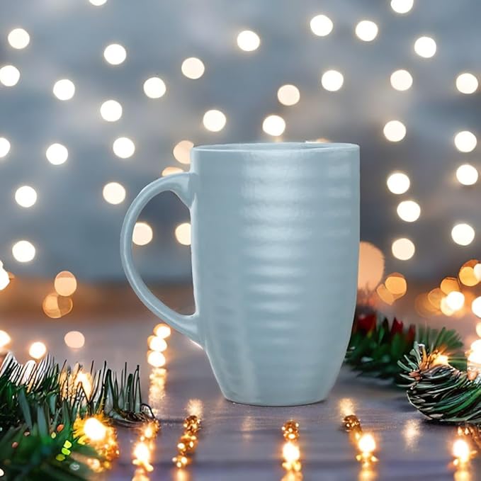 Set of 4 Oversized 20oz Tall Ceramic Latte Coffee Mugs, Gift Set for Cococa, Tea and More. With Large Handles; Dishwasher and Microwave Safe. (Blue)-Ruum Studio Home