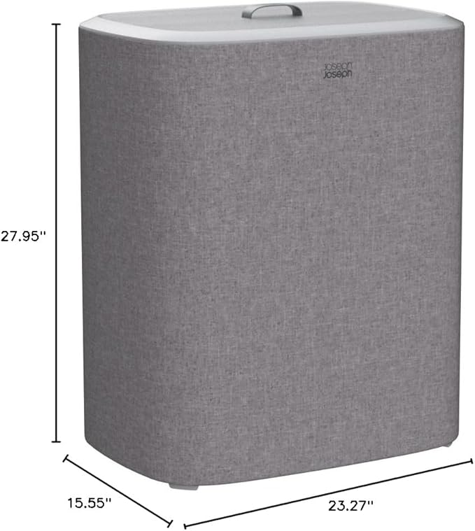 Joseph Joseph Tota Trio 90 liter/23.8 gallon Laundry Hamper Separation Basket with lid, 3 Removable Washing Bags with Handles- Gray-Ruum Studio Home