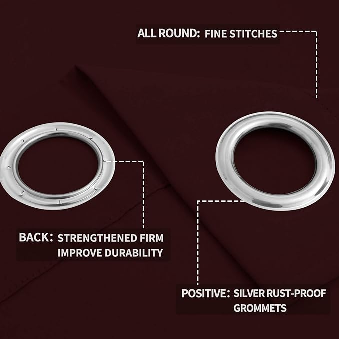 Easy-Going Blackout Curtains for Bedroom, Solid Thermal Insulated Grommet and Noise Reduction Window Drapes, Room Darkening Curtains for Living Room, 2 Panels (52x84 in,Wine)-Ruum Studio Home