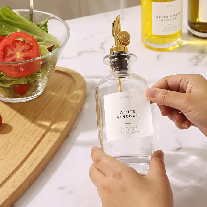 Molimoli Glass Olive Oil Cruet Set - 350ml Bottles With Weighted Pourers, Set of 4-Ruum Studio Home