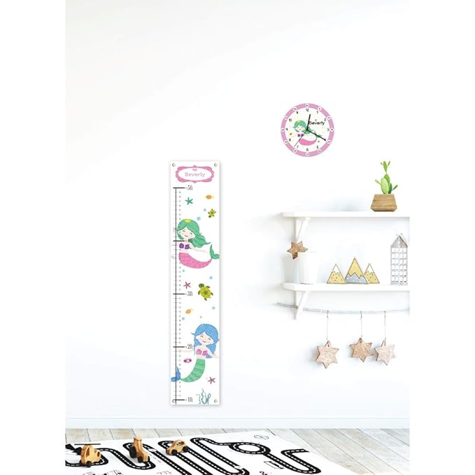 Sungwon Personalized Kids Canvas Growth Chart, Mermaid-Ruum Studio Home
