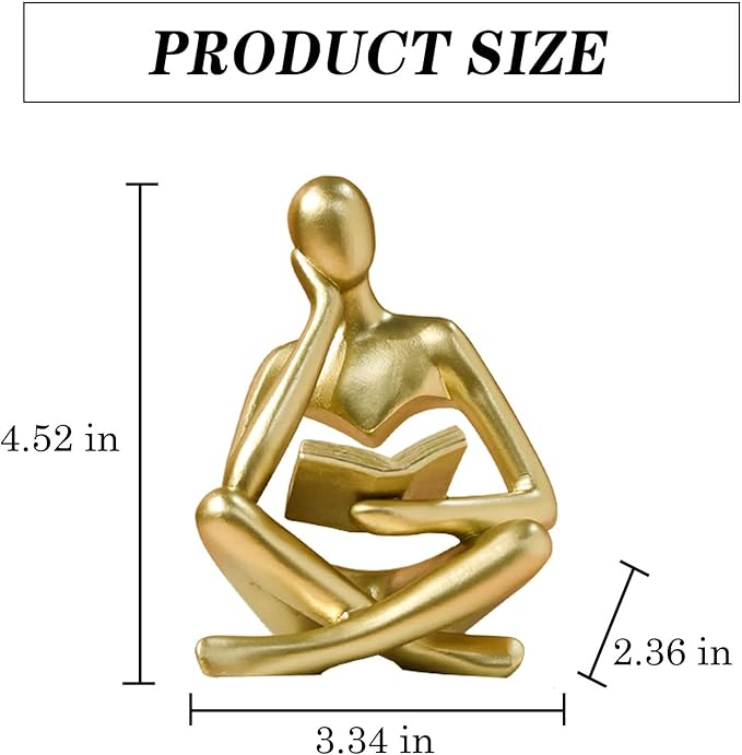 Bookshelf Decor Thinker Statue - Abstract Style Thinker Sculptures Modern Aesthetic Figurine Decoration Statues for Home Decor-Zuo Si-Gold-Ruum Studio Home