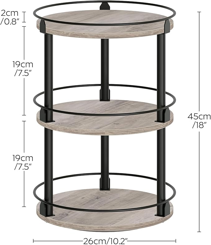 3-Tier Lazy Susan Organizer, Rotating Spice Rack, Spinning Organizer, Industrial Turntable Spice Rack Organizer for Cabinet, Kitchen Countertop, Greige and Black SR23BG-Ruum Studio Home