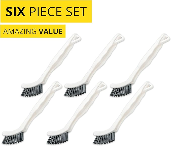 6-Pack Grout Cleaner Brush Scrub Set - Stiff Bristle Scrubbing & Detail Cleaning Brushes for Household Use on Bathtub, Shower, Kitchen, Tile Floors, Sink, Grooves, Window Tracks, Drains-Ruum Studio Home