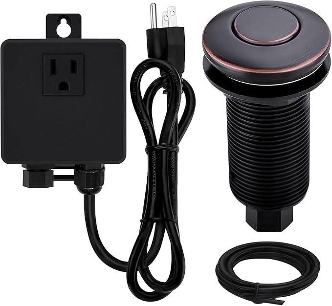 Garbage Disposal SinkTop Air Switch Kit with Long Button,Brass Made Cover,Oil Rubbed Bronze-Ruum Studio Home