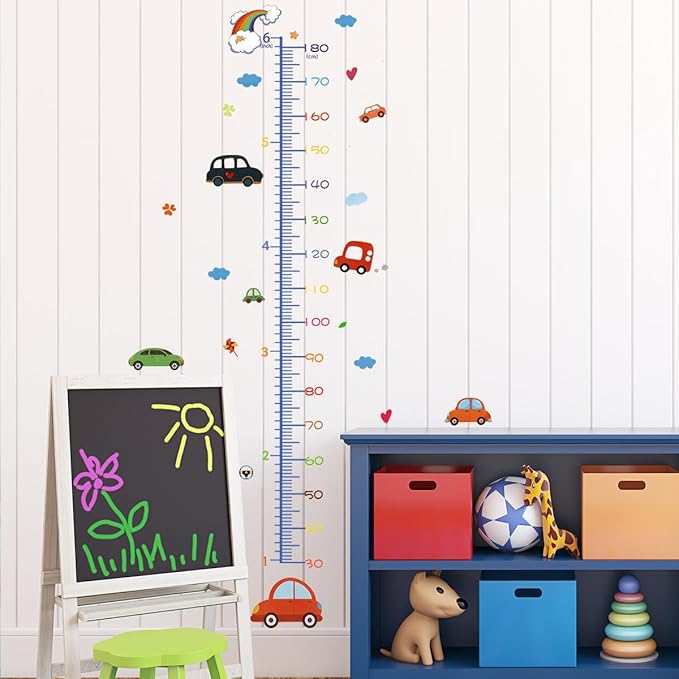 Cartoon Car Self-adheve Vinyl Nursery Wall Decal Baby Growth Chart Sticker for Bedroom Play Room-Ruum Studio Home