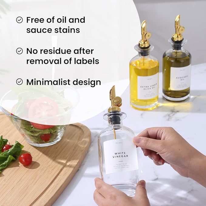Molimoli Oil and Vinegar Dispenser with Metal Pour Spout, Weighted Pourer, Glass Bottle Dispenser for Kitchen, Olive Oil Cruet, Glass Olive Oil Bottle | 350ml, Set of 2-Ruum Studio Home