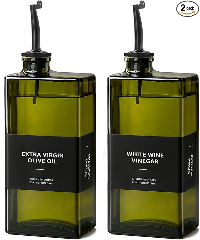 Olive Oil Dispenser Bottle for Kitchen- 16.9oz Oil Bottles UV Protection, Oil and Vinegar Dispenser Set, Drip-Free Pourer, Elegant Kitchen Essential- 16.9oz, Set of 2-Ruum Studio Home