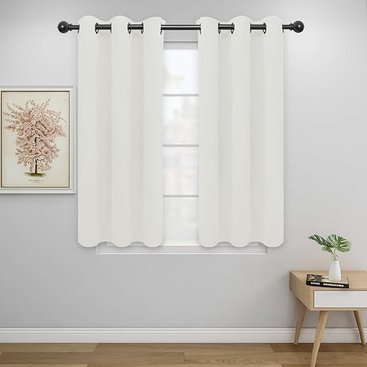Easy-Going Blackout Curtains for Bedroom, Solid Thermal Insulated Grommet and Noise Reduction Window Drapes, Room Darkening Curtains for Living Room, 2 Panels (34x45 in, Ivory)-Ruum Studio Home