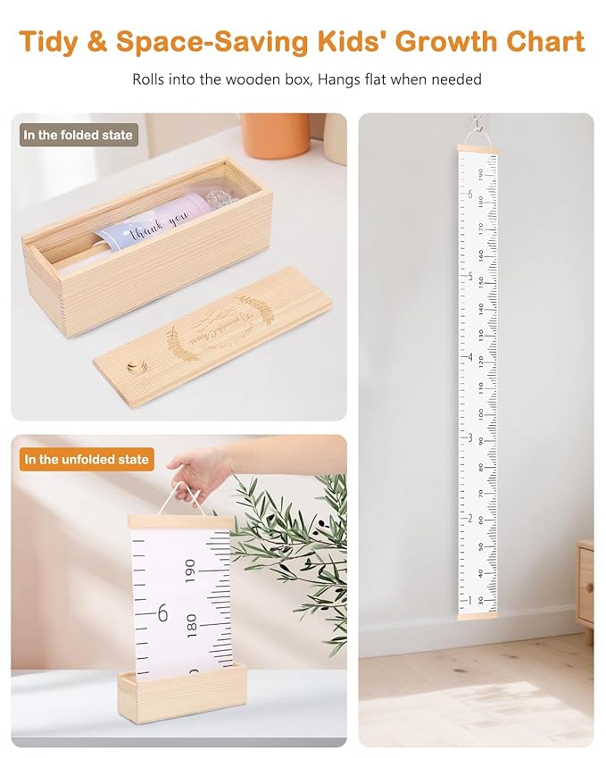 Height Chart for Kids Growth Chart for Wall Kids Height Wall Chart Kids Growth Chart Wall with Keepsake Box Height Measurement Wall Ruler Baby to Child Growth Tracker Neutral Nursery Wall Decor-Ruum Studio Home