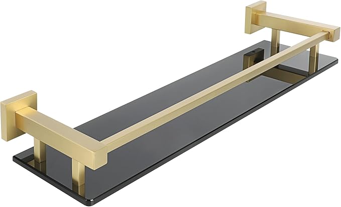 Alise Bathroom Shelves,Gold Glass Shelf for Bathroom, Modern Floating Shelves,20 inch-Ruum Studio Home