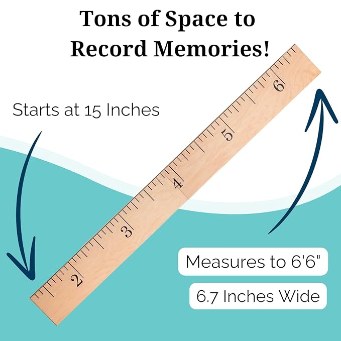 Wooden Growth Chart – Kids Height Chart, Wall Measurement for Kids, Height Chart for Wall, Growth Ruler for Children – Natural Ruler (63"x6.7")-Ruum Studio Home