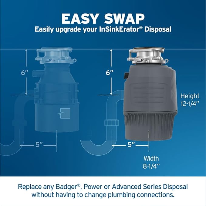 InSinkErator EVOLUTION 0.75HP 3/4 HP, Advanced Series EZ Connect Continuous Feed Food Waste Garbage Disposal, Gray-Ruum Studio Home