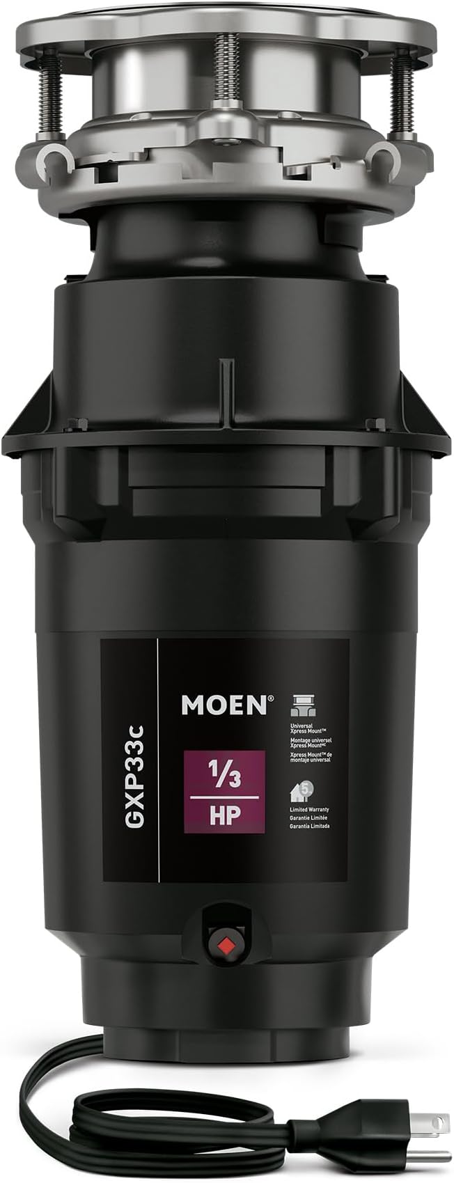 Moen Lite Series PRO Compact Continuous Feed Garbage Disposal for Kitchen Sink with Power Cord, GXP33C-Ruum Studio Home