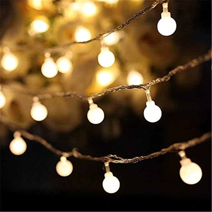 Globe String Lights for Bedroom, 49 Feet 100 LED Fairy Lights Plug in, 8 Modes Warm White Christmas String Lights for Indoor Outdoor Patio Party Garden Wedding Christmas Tree Decor-Ruum Studio Home