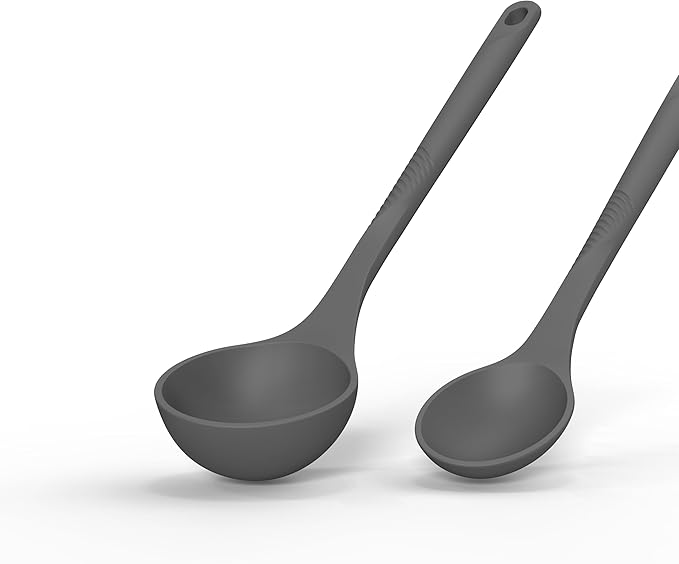 Silicone Cooking Utensils Set - 600°F Heat Resistant, Nonstick Kitchen Utensil Set with Spatulas, Spoons, Whisk, Tongs, BPA Free, Dishwasher Safe (Gray)-Ruum Studio Home