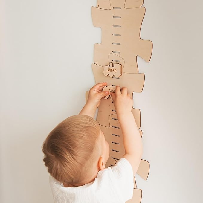 Personalized Wooden Growth Chart for Kids – Height Ruler Wall Decor for Nursery, Toddler, Baby & Family – Custom Name Growth Chart – Wooden Kids Height Measurement Ruler (Plywood)-Ruum Studio Home