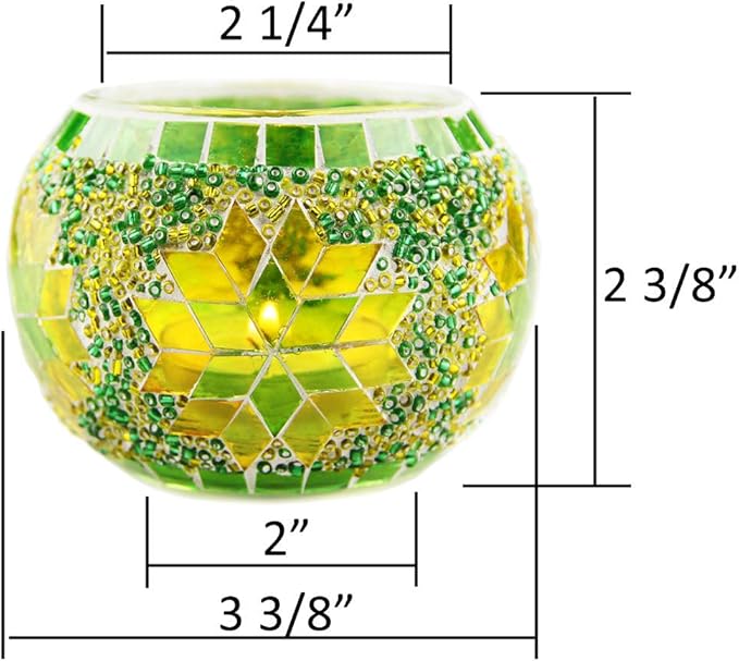 SHMILMH Votive Candle Holder Set of 4, Diwali Decoration for Home, Handmade Mosaic Glass Tealight Candle Holders for Table Centerpiece Decor,Diwali Thanksgiving-Ruum Studio Home