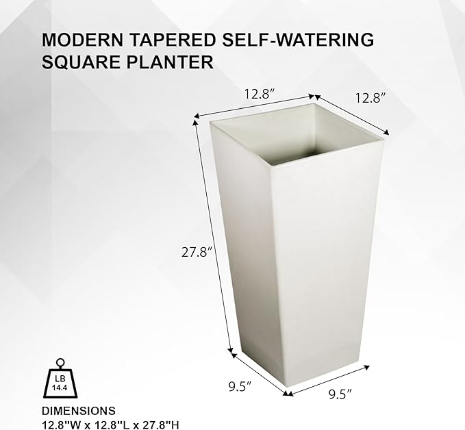XBrand Modern 28-Inch Square Planter, Modern Tapered Planter Perfect for Indoor & Outdoor, Patio Décor, Set of 2-Ruum Studio Home