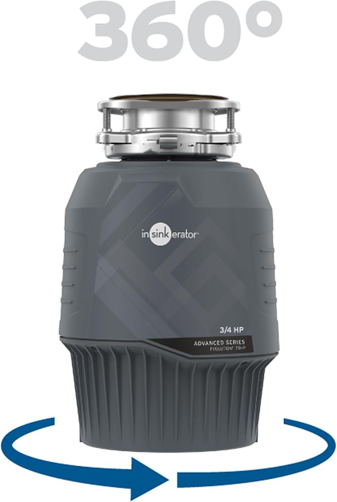InSinkErator EVOLUTION 0.75HP 3/4 HP, Advanced Series EZ Connect Continuous Feed Food Waste Garbage Disposal, Gray-Ruum Studio Home