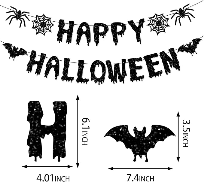 Orange Black Happy-Halloween Party Decorations - 13PCS Spider Web Bats Streamers Banner ,Paper Flowers Lanterns Tissue Pom Poms Fans, Classroom Birthday Bachelorette Hanging Supplies Decor Hugfond-Ruum Studio Home