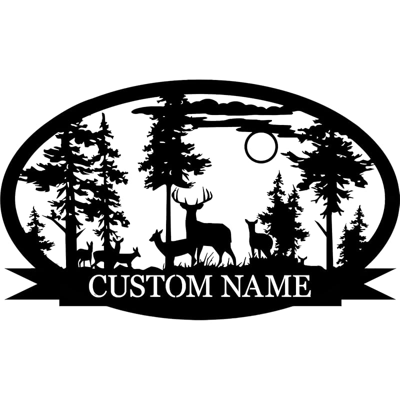 Personalized Deer Metal Cabin Sign | Custom Metal Sign | Personalized Camping Signs | Deer Hunter Gift | Custom Signs Outdoor Metal | Custom Family Name Sign | Cabin Decor | Porch Sign-Ruum Studio Home