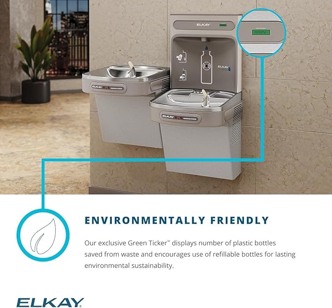Elkay EZO8WS EZH2O Refrigerated Single Drinking Fountain with Bottle Filling Station and Hands Free Activation - Stainless Steel-Ruum Studio Home