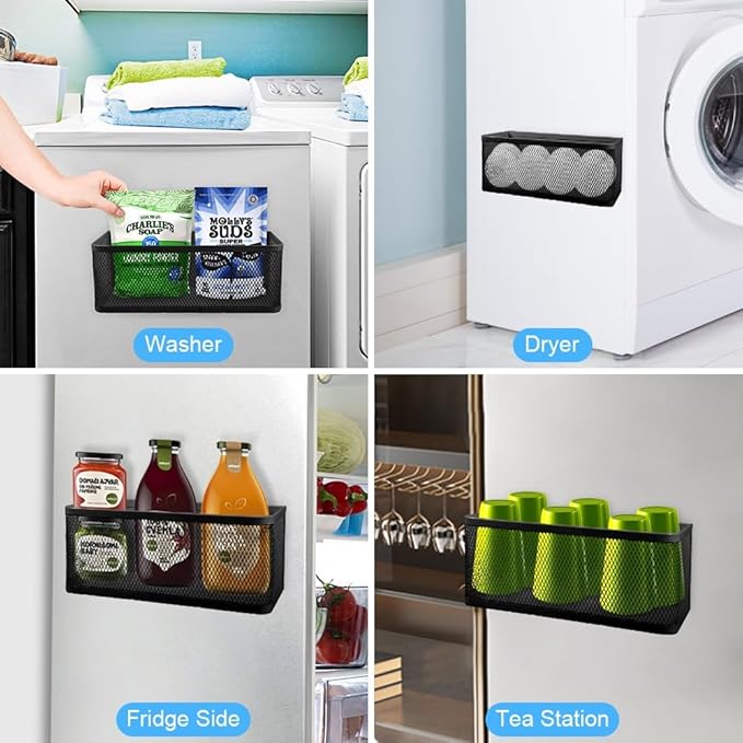 Picowe Magnetic Laundry Organizer, Large Magnet Basket for Laundry Room,16.5lb Capacity Magnetic Shelf for Washer /Dryer, Fridge & Small Spaces ( B, White)-Ruum Studio Home