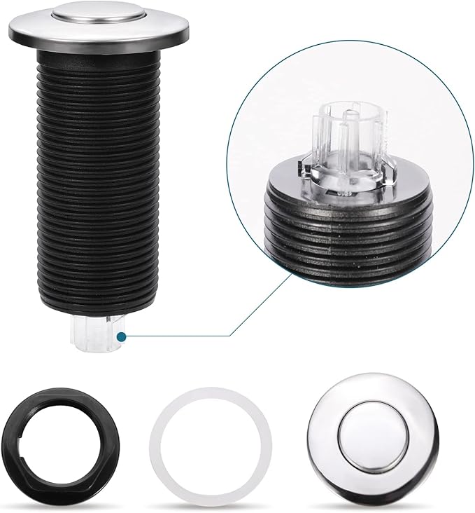 RQYEKDO Garbage Disposal Air Switch Kitchen Sink Top Long Stainless Steel Brushed Nickel Long 2.5" for Food and Waste Disposal On/Off Air Button Parts-Ruum Studio Home