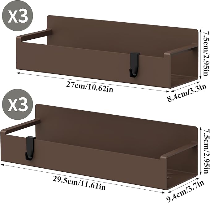 6 Pack Magnetic Spice Rack Organizer for Refrigerator and Oven, Brown Fridge Organizers and Storage for Kitchen-Ruum Studio Home