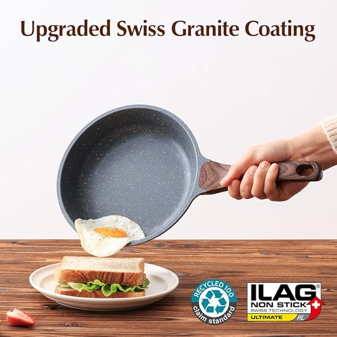 SENSARTE Nonstick Frying Pan Skillet with Lid, Omelet Pan with Cover, Healthy Egg Pan Chef's Pan, Kitchen Cooking Pan, Free of Intentionally Added PFOA (9.5inch + Glass Lid)-Ruum Studio Home
