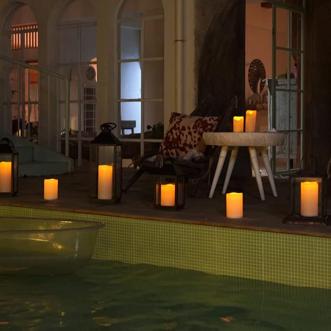 Homemory 10" x 4" Large Waterproof Outdoor Flameless Candles with Remote Control and Timer, Battery Operated Flickering LED Pillar Candles for Outdoor Larterns, Porch, Long Lasting, Set of 2
