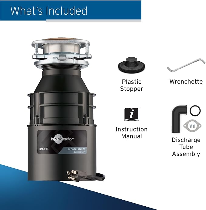 InSinkErator Badger 5XP Garbage Disposal with Power Cord, Standard Series 3/4 HP Continuous Feed Food Waste Disposer, Badger 5XP W/C-Ruum Studio Home