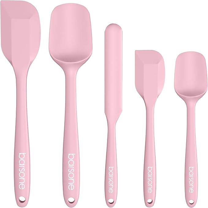 Barsone 5-Piece Silicone Spatula Set( Heat Resistant 446°F Food Grade BPA Free, Nonstick Cookware Safe Dishwasher Safe Kitchen Tools for Baking, Cooking, Stirring, Pink)-Ruum Studio Home