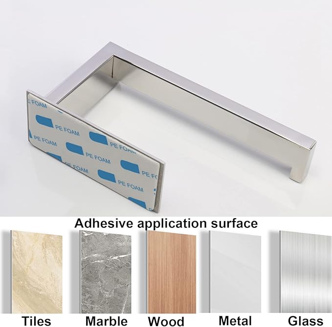 Toilet Paper Holder, Self Adhesive Tissue Holder Stainless Steel Rustproof Paper Roll Holder, No Drilling Easy to Install, Toilet Paper Rack Suitable for Office, Bathroom (Polish Chrome)-Ruum Studio Home