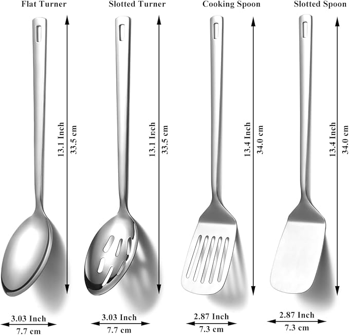 Homquen Stainless Steel Kitchen Utensils Set 4pcs, Cooking Utensils Set, Kitchen Tools Spatulas Set, Cooking Spoons, Home Essentials Kitchen Gadgets Accessories-Ruum Studio Home