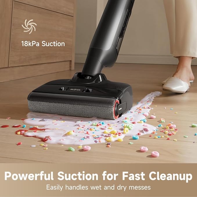 MOVA M10 Cordless Wet Dry Vacuum Cleaner 180° Lie-Flat Smart Vacuum Mop All in One for Hard Floor, 167°F Flashdry Self-Cleaning, Zero inch Dual-Edge Cleaning, 18000Pa Suction, Zero-Tangle for Pet Hair-Ruum Studio Home