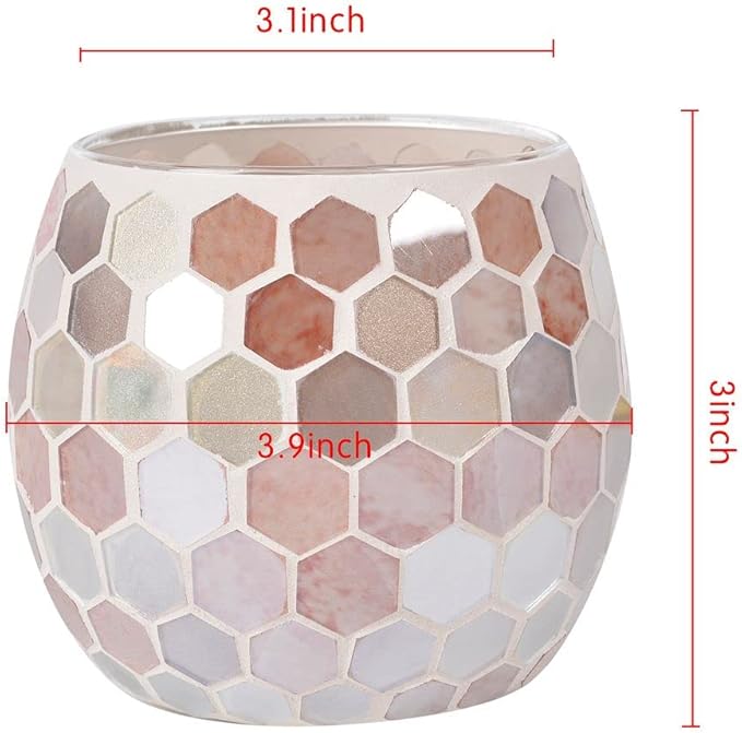 Votive Candle Holder Tea Lights - Glass Candle Holders, Mosaic Tealight Candle Holder, Candle Jar Cup for Wedding Centerpiece Party Table Decorations, Valentines Day Decor-Ruum Studio Home