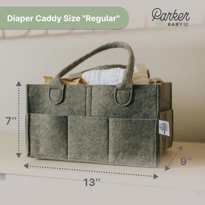 Parker Baby Diaper Caddy - Nursery Storage Bin and Car Organizer for Diapers and Baby Wipes - Charcoal, Regular-Ruum Studio Home