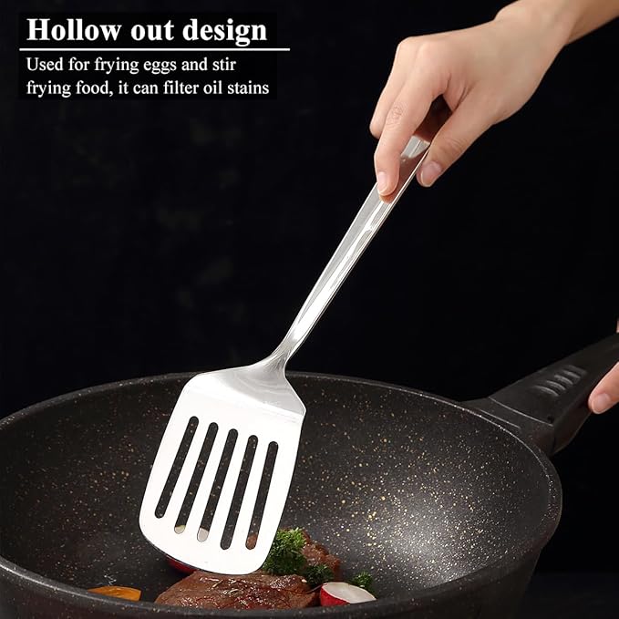 Homquen Stainless Steel Kitchen Utensils Set 4pcs, Cooking Utensils Set, Kitchen Tools Spatulas Set, Cooking Spoons, Home Essentials Kitchen Gadgets Accessories-Ruum Studio Home