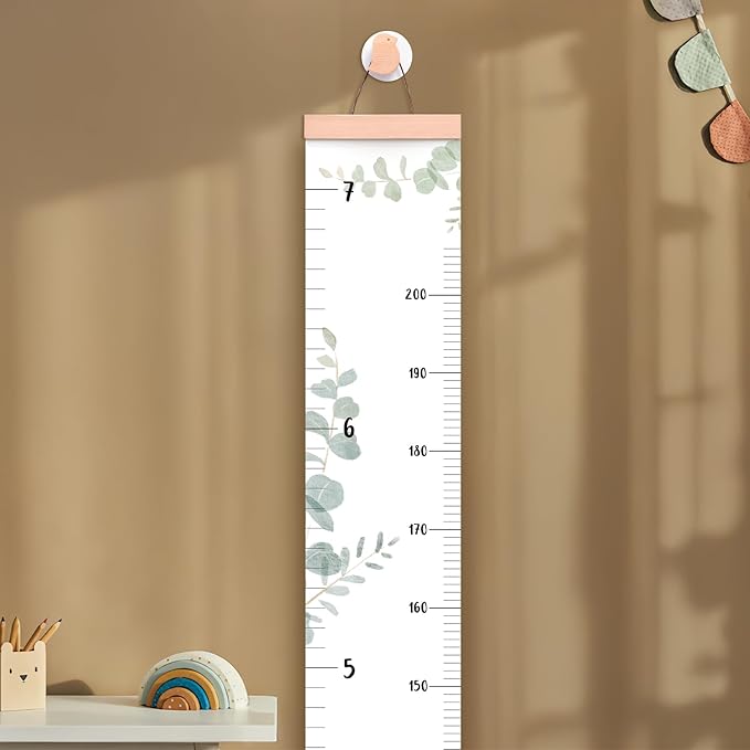 Growth Chart for Wall 7 Ft Height Chart with Keepsake Box & Hook Waterproof Canvas Measure Wall Ruler Removable Neutral Nursery Wall Decor for Baby Kids Toddlers-Ruum Studio Home