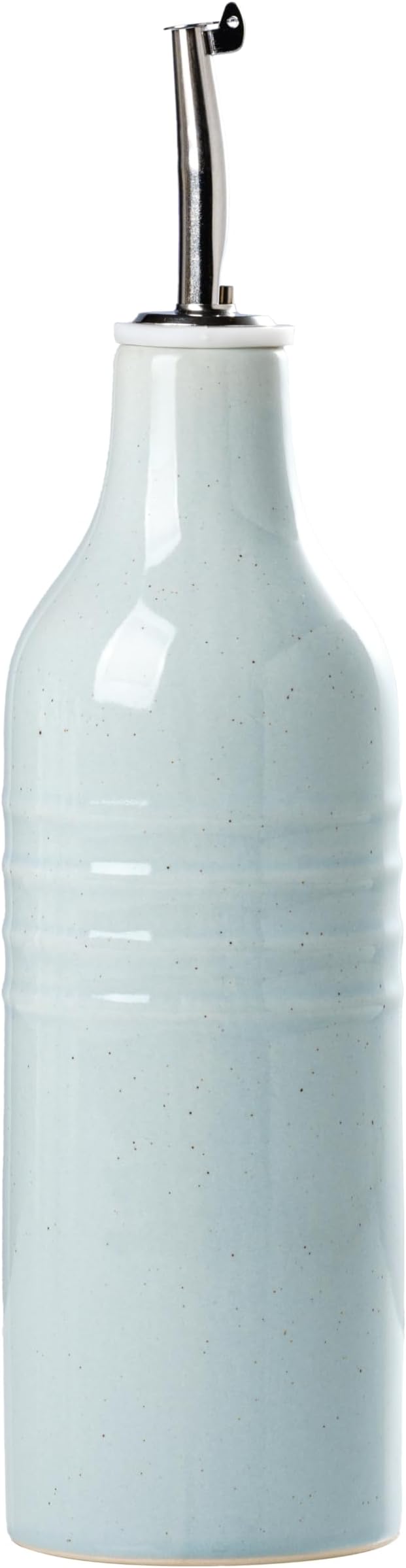 famiware Jupiter 16oz Ceramic Olive Oil Dispenser Bottle, 1 Piece Oil Dispenser for Kitchen with Stainless Steel Pourers, Suitable for Storage Vinegar, Soy Sauce, Coffee Syrup, Light Blue-Ruum Studio Home
