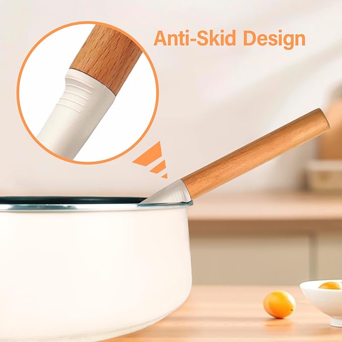 Silicone Cooking Utensils Set, 6 Pack Large Kitchen Utensils Set with Wooden Handle, Heat Resistant Silicone Utensil Spatula Set for Nonstick Cookware, Spatula, Turner, Spoon, Ladle BPA Free (White)-Ruum Studio Home