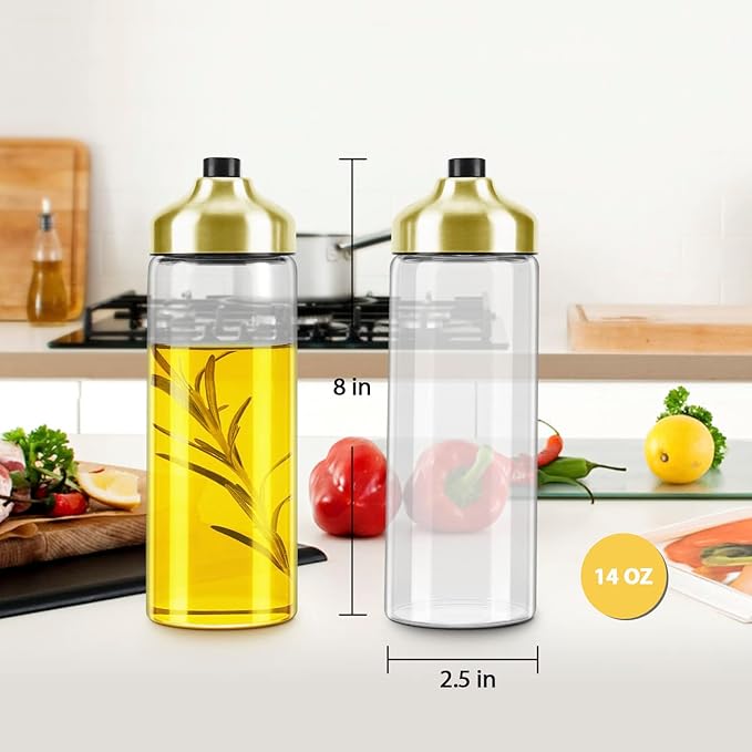 Aelga Gold Oil Dispenser - Gold Kitchen Accessories-Oil Dispenser Bottle for Kitchen with Stainless Steel Spout-Ruum Studio Home