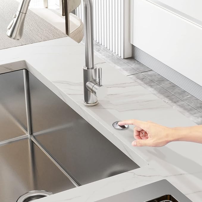 RQYEKDO Garbage Disposal Air Switch Kitchen Sink Top Long Stainless Steel Brushed Nickel Long 2.5" for Food and Waste Disposal On/Off Air Button Parts-Ruum Studio Home