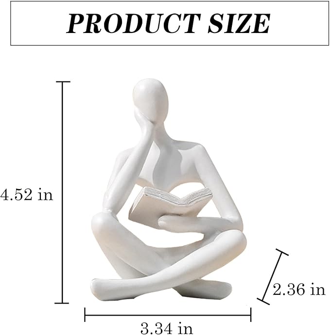Bookshelf Decor Thinker Statue - Abstract Style Thinker Sculptures Modern Aesthetic Figurine Decoration Statues for Home Decor-Zuo Si-White-Ruum Studio Home